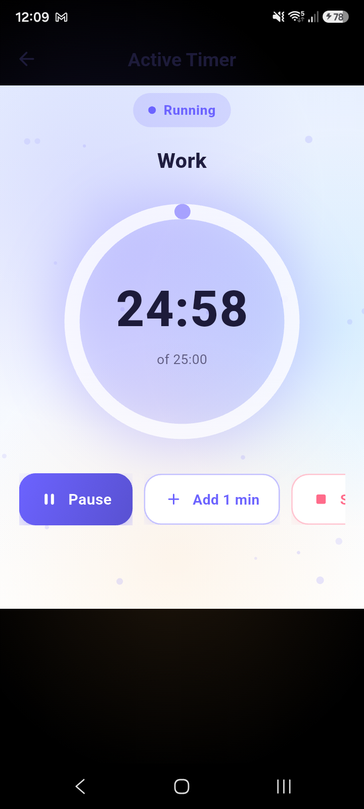 White Timer active timer screen